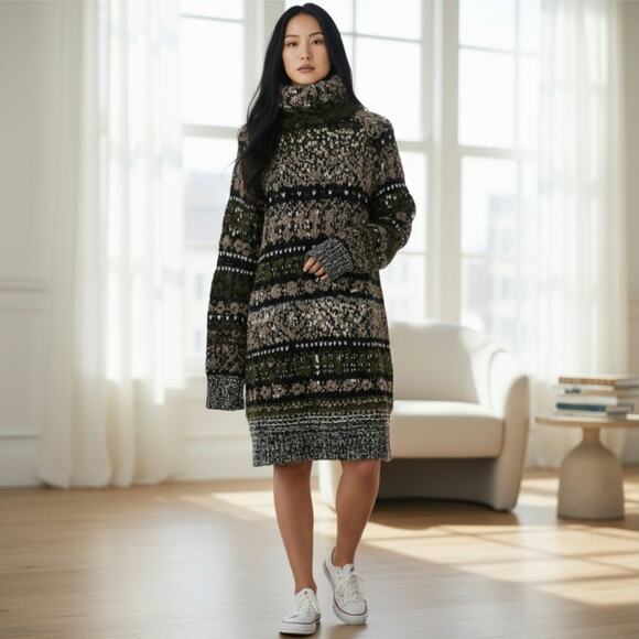 Free People Boho Retro Turtleneck Sweater Dress - Picture 7 of 7